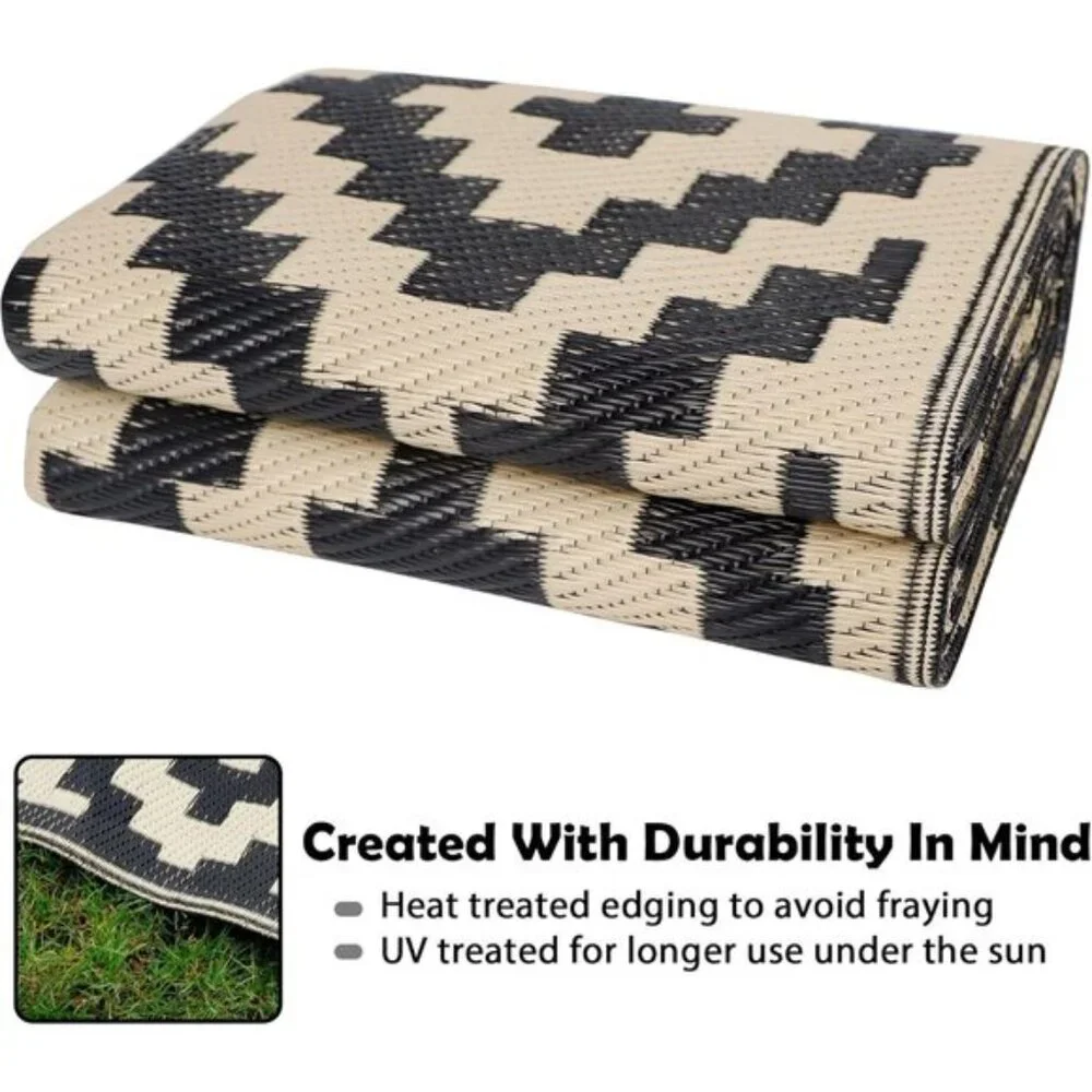 New 5x8 Waterproof Outdoor Rug, Reversible Plastic Mat for Patio, RV, Camping